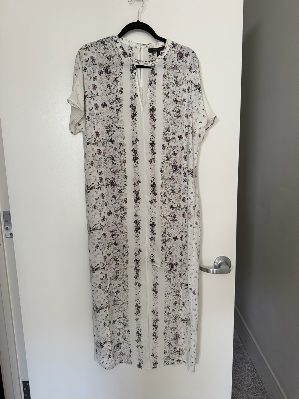 BCBGMaxAzria Ivory Floral High-Low Midi Dress
